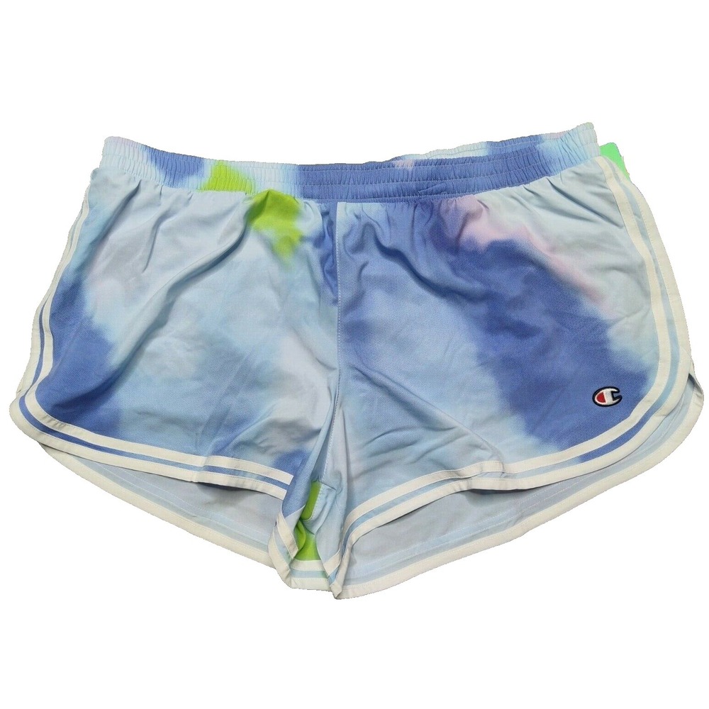 Champion Women‎ 2XL Blue Tie Dye Double Dry Lined Varsity 3.5" Shorts  NEW